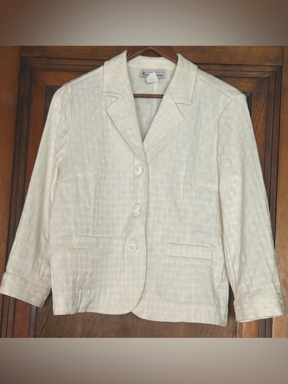 Elliott Lauren Ivory Dot-Pattern Suit Jacket